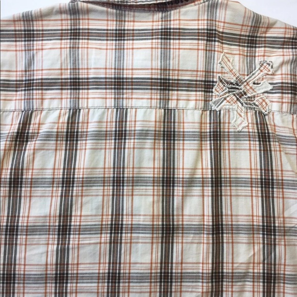 Zoo York Men’s Short Sleeve Button Down Shirt Offwhite Rust Grey Plaid M - Picture 2 of 14